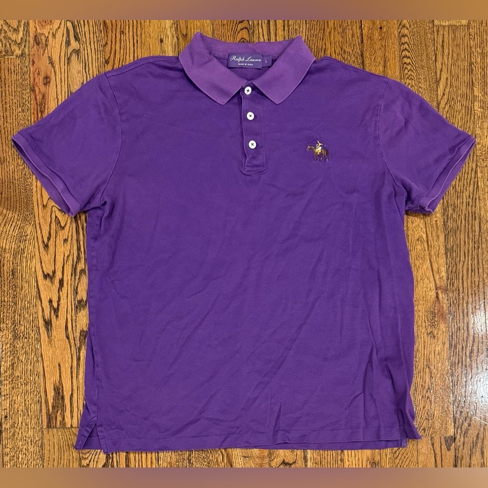 Ralph Lauren Purple Label Embroidered Equestrian Pique Polo Italy Women’s Large